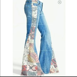 EUC Free People Bali Patchwork Flare Jeans Sz 31